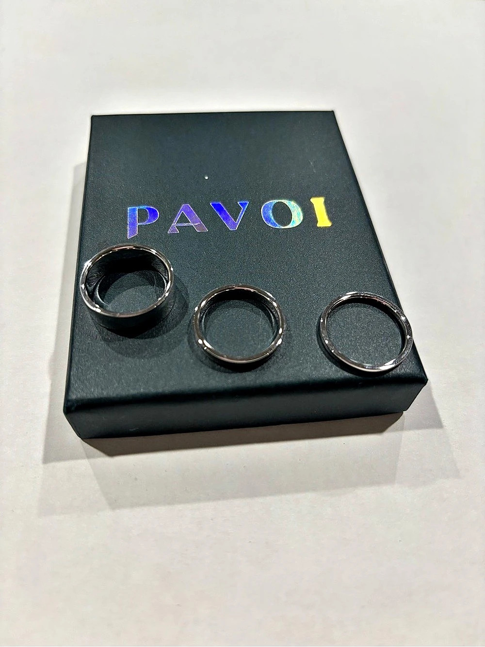 PAVOI Classic Stacking Band Set Silver Ring Set